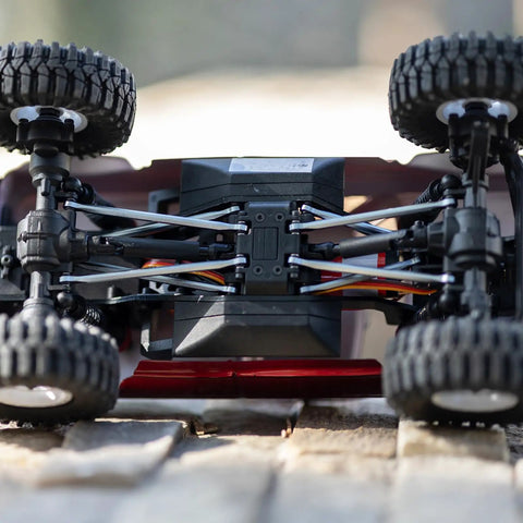 Aluminum Linkage Set for Redcat 1/18 Ascent-18 RC Crawler - Titanium Finish Upgrade Kit installed underside view