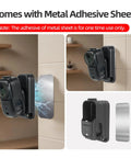 Magnetic Mount Stand For Osmo Nano Camera With 360 Degree Rotation And Vertical Horizontal Adjustable Angles Foldable Desktop Base Versatile Holder Bracket For Osmo Nano Accessories And On The Go Studio Setup with metal adhesive sheets on wall.