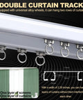 Easy Install Heavy Duty Aluminum Double Curtain Track System With Ceiling Mount Smooth Silent Sliding Rails For Drapes Room Dividers Living Room And Bedroom White Finish 2.3m 7.5ft Length double curtain track with rings, 2-row ceiling mount, 2.3m white aluminum