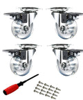 2 Inch Heavy Duty Swivel Caster Wheels With Brakes 400 Lb Capacity 4 Pack Clear Rubber Furniture Casters With Screws