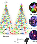 8 Foot Lit RGB LED Christmas Cone Tree With App Control Remote Timer Music Sync Outdoor Indoor Holiday Decor Color Changing Light Show For Patio Yard Storefronts, star top, high-grade material, and solar panel included.