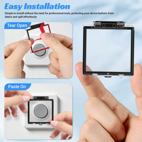 Installing Power Button Guard 2 Pack Clear Plastic Push Safety Covers for Computer PC Dishwasher Washing Machine Elevator Universal