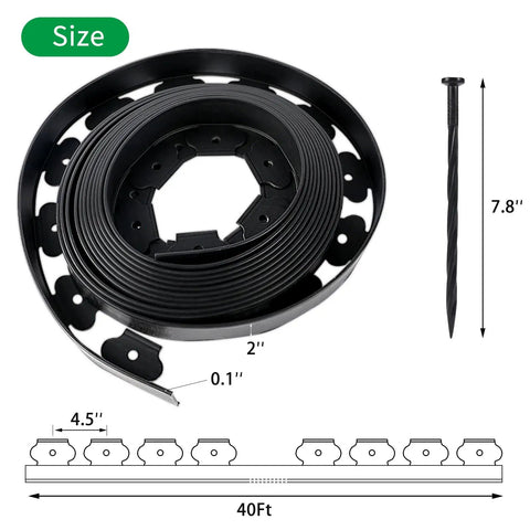 No Dig Landscape Edging System For Quick Easy Diy Lawn Borders 40 Ft Run With 2 Inch Tall Black Heavy Duty Plastic Border