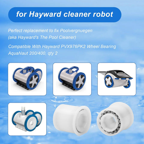 Hayward pool cleaner wheel bearings PVX976PK2, blue gear wheels with white hubs, 2-pack
