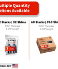 Plastic Peel Away Stackable Shims For Leveling 960-Piece Set, 3.5 Inch Length, 1/16 Inch Thickness, packaging options.
