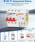 Heavy Duty 60 Amp Din Rail Rcbo With Slick Spd Surge Protector And Class A 30 Ma Gfci Breaker To Keep Your Ev Setup Bulletproof Against Dangerous Overloads mounted on a surface with labels and wiring connections.
