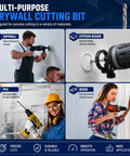 30 Piece Drywall Cut Out Bit Kit Features 1/8 Inch Guide Point Rotary Router Cutter Built From Tough HSS Steel for precise cutting in drywall.