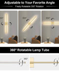 Dope Battery Operated Wall Sconce Set Of Two With Remote Control Dimmable 3000K To 6000K gold finish shown rotating 350 degrees.