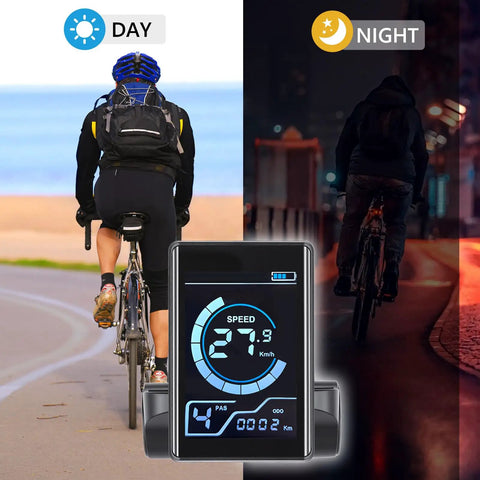 Waterproof LCD Bike Display Panel With 5 Pin X1 Connector For 24V 36V 48V Electric Bikes And Scooters Beefy Speedometer Dashboard Replacement ABS Built For Long Battery Life Easy Install Clear Readout For Electric Mountain Bikes
