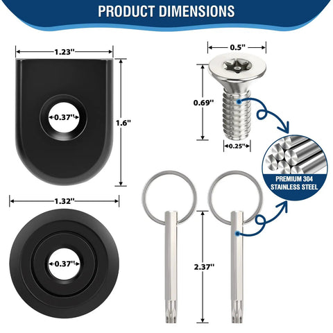 Lock Up Your Ride With Badass Heavy Duty Motorcycle Fender Tab Covers And 1 4-20 Seat Bolt Security Screws With Rubber Washers dimensions diagram.