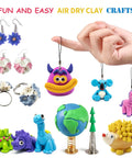 Colorful Clay Kit With 24 Colors And 3 Sculpting Tools No Bake Mess Free Craft Set For Kids And Adults shown as clay crafts