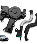 PCV Valve Engine Crankcase Vent Oil Separator Breather Hose Kit For Audi A3 A4 A5 Q5 TT Beetle CC Jetta Passat Tiguan 1.8L 2.0L TSI Drop In Replacement OE Numbers 06H103495AH 06H103495A 06H103495B 06H103495AC with car illustration