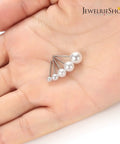 Five Pair Imitation Pearl Stud Earrings Set In 3Mm, 4Mm, 5Mm, 6Mm, And 7Mm Diameters, Hypoallergenic Surgical Stainless Steel, Nickel Free And Lead Free, Go-To Starter Earrings For Sensitive Ears, Everyday White Pearl Jewelry, sized pearls in hand