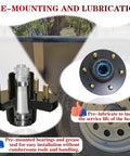 LUXTRKSTO trailer hub kit, 6-lug, 5.5 in, front view with prelubricated bearings and six-bolt flange
