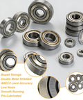 60 Piece Ball Bearings Kit Including 693ZZ 623ZZ 624ZZ 685ZZ 687ZZ 627ZZ Six Sizes With Double Metal Sealed Shielded Carbon Steel Deep Groove Bearings And Pro Grade Handy Storage Box For Your Motor Projects, assorted sizes