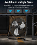 18 Inch Heavy Duty Metal Floor Fan With 3 Speed High Velocity Oscillating Quiet Operation For Home Commercial Residential And Greenhouse Use Indoor Outdoor Black 1 Pack, displayed in an industrial setting.