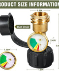 Propane Tank Gauge With Color Coded Dial Level Indicator And Leak Detector For Quick Gas Checks No Guesswork Universal Fit 5lb To 40lb LP Tanks With QCC1 Type 1 Connection with dust cover and size chart