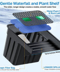 Pond Waterfall Spillway Kit With 1200GPH Pump, 10 Ft Corrugated Tubing, Filter Media, featuring plant shelf and magic filter bag.