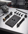 Badass Heavy Duty Motorcycle Camshaft Bearing Puller Installer Remover Set Complete Tool Kit For Engine Rebuild And Maintenance Work For Mechanics And Diy Guys Working On Their Rides Using Durable Black Iron To Save Money And Time On Repairs, black iron parts on bench