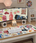Large Anti Slip Desk Pad For Keyboard And Mouse With Stitched Edges Watercolor Style Desk Cover Big Mouse Pad For Computer Desktop