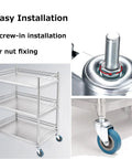 Rock Solid Swivel Casters With Quiet Locking Brakes And Scratch Guard PVC Treads for Furniture Carts with easy screw-in installation.
