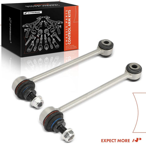 BMW Two Pack Rear Sway Bar Links Stabilizer Links For A Solid Ride On 1 Series And 3 Series Models Including 128i 135i 323i 325i 330i 328i xDrive 328xi 330xi 335d 335i 335xi M3 next to product box
