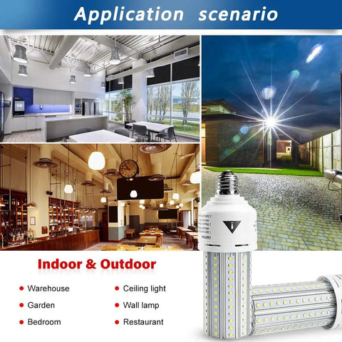 60W Equivalent LED Corn Light Bulb, 7500 Lumens, 5000K Daylight, 500W Incandescent Equivalent, E26/E27 Base, Indoor Outdoor Use