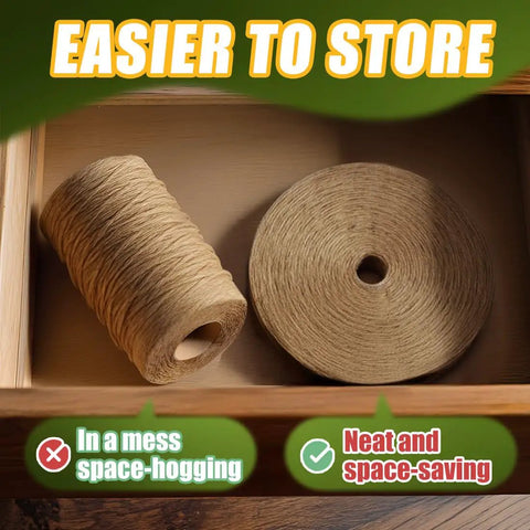 Natural Jute Twine String 1000ft 2mm 3 Ply Bulk Rope For Crafts Gardening Gift Wrapping Wedding Decor Macrame shown in drawer.