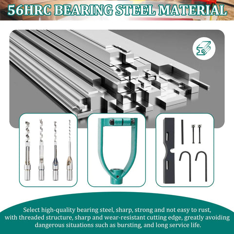 DIY Friendly Bench Drill Locator Set For Woodworking Mortiser Square Hole Drill Guide Kit With Chisels And 4 Steel Bits