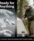 9 In 1 Keychain Multitool Pliers With Wire Cutter And Bottle Opener, Heavy Duty Stainless Steel EDC Tool for camping next to tent