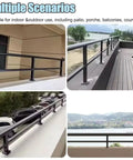 Image of Premium 304 Stainless Steel Balcony Fence Post Extender showcasing its use on a patio and balcony setting.