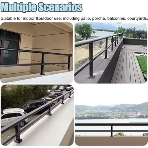 Dead Set Strong Horizontal Deck Railing Kit Adjustable Flat Fence Extension outdoors, showcasing rust resistant stainless steel guardrail.