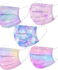 Colorful Kids Disposable Face Masks 50 Pack Breathable Three Layer Dust Filter Mouth Covers With Elastic Ear Loops Design