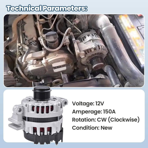 150 Amp Beefed Up High Output Alternator For 2010 2012 Camaro 3.6L And 2015 2016 Colorado Canyon 3.6L 12V Replacement with specs