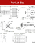 YEJMKJ Nema 17 stepper motor with 350mm T8 lead screw; technical blueprint showing dimensions and wiring