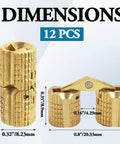 Badass Slick Brass Barrel Hinges 12 Pack 8mm Concealed 180 Degree Cabinet Hinges For Jewelry Boxes Woodworking DIY Crafts dimensions shown