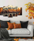 5 Piece Train Canvas Wall Art Set Rustic Vintage Steam Locomotive Prints With Autumn Landscape Railway Poster For Living Room Vibe over sofa