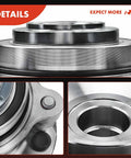 Close-up views of front wheel bearing and hub assembly, 5-lug, for Toyota Sequoia 2008-2022 and Tundra 2007-2021 RWD only.