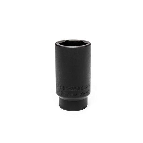 Black single socket from 7 Piece Axle Nut Set For One Half Inch Drive Deep Sockets With 6 Point Metric Sockets, Heavy Duty Kit