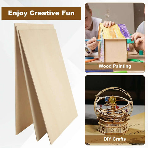 Basswood sheets, unfinished natural wood, 24 pcs, 16x12x1/8 in; crafting, painting, laser cutting