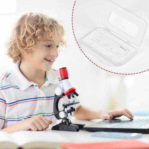 Child using microscope with Pro Grade 0.01mm Microscope Calibration Slide Ruler With Stage Micrometer Glass Reticle Ruler Dual Scale
