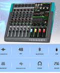 6-Channel DJ Mixer With DSP Effects, 48V Phantom Power, USB And Bluetooth, MP3 Playback And Computer Recording, Built In Audio Interface