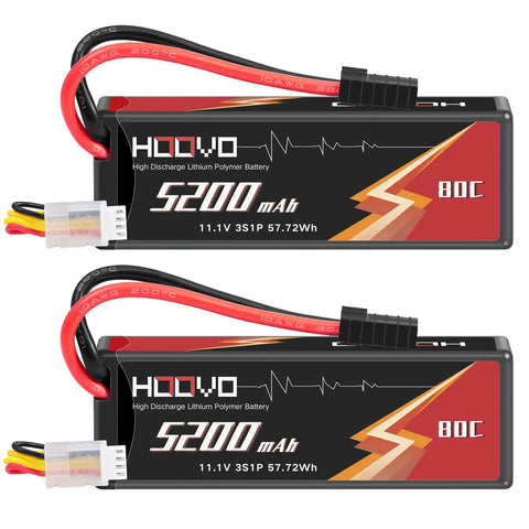 3S 11.1V 5200mAh LiPo Battery With Hard Case And TR Plug For RC Cars Boats Trucks Truggy Racing FPV Model Two Pack High Discharge 80C For Long Run Time