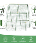 2 Pack Outdoor Plant Trellis Set For Climbing Vegetables And Vines Built To Last Metal With PE Coating No Rust Garden Supports