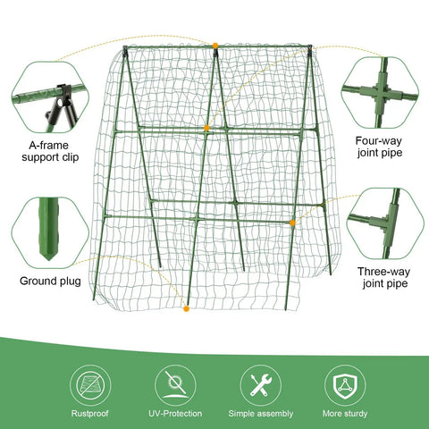 2 Pack Outdoor Plant Trellis Set For Climbing Vegetables And Vines Built To Last Metal With PE Coating No Rust Garden Supports
