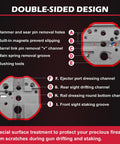 Universal Magnetic Armorers Bench Block With Non Marring Surface, Multi Hole, Slip Resistant labeled with features