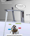 Bathtub Filler With Handheld Shower And Waterfall Spout, 3 Hole Widespread Deck Mounted Roman Tub Faucet Set In Chrome