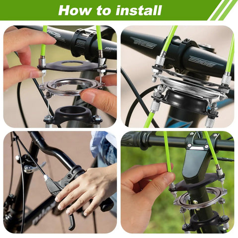 Durable BMX Gyro Brake Cable Set Front And Rear With Spinner Rotor installation steps on 20-inch bike, close-up view