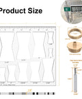 10 In 1 Butterfly Bowtie Inlay Router Template Kit With Brass Cutting Accessories Includes One Quarter Inch Bushing Guide Liner And Nut 10 Size Sets Ideal For Woodworking Cabinets DIY Projects showing template dimensions and brass accessories.