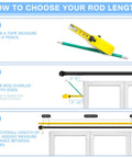 Infographic showing how to measure for Heavy Duty 1 Inch Curtain Rod Set With Round Finials, Adjustable From 16 To 60 Inches, Black Finish